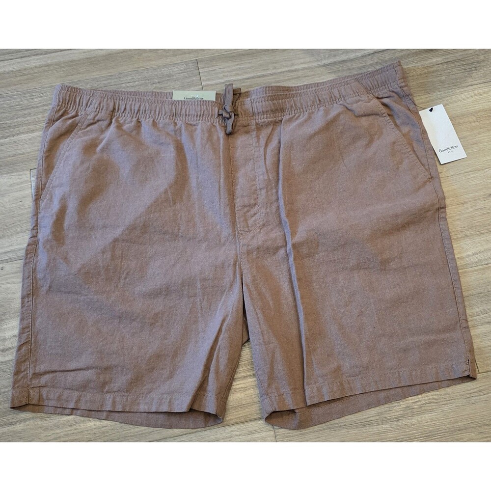 Goodfellow & Co Men's Relaxed Fit Everyday Shorts Size XXL Linen 7" Inseam Brown